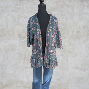 Women's American Eagle Outfitters Teal Sheer Floral Kimono Whimsigoth Boho XS-L